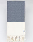 Folded diamond pattern cotton scarf in navy colour.