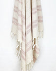 Scarf with linen & cotton blend in brown colour with knotted fringe hanging.