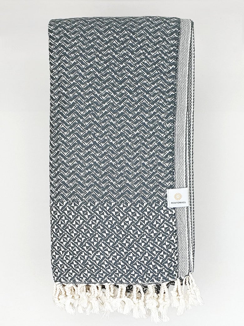 Folded Cotton scarf in grey colour in a 'gentle wave' pattern.