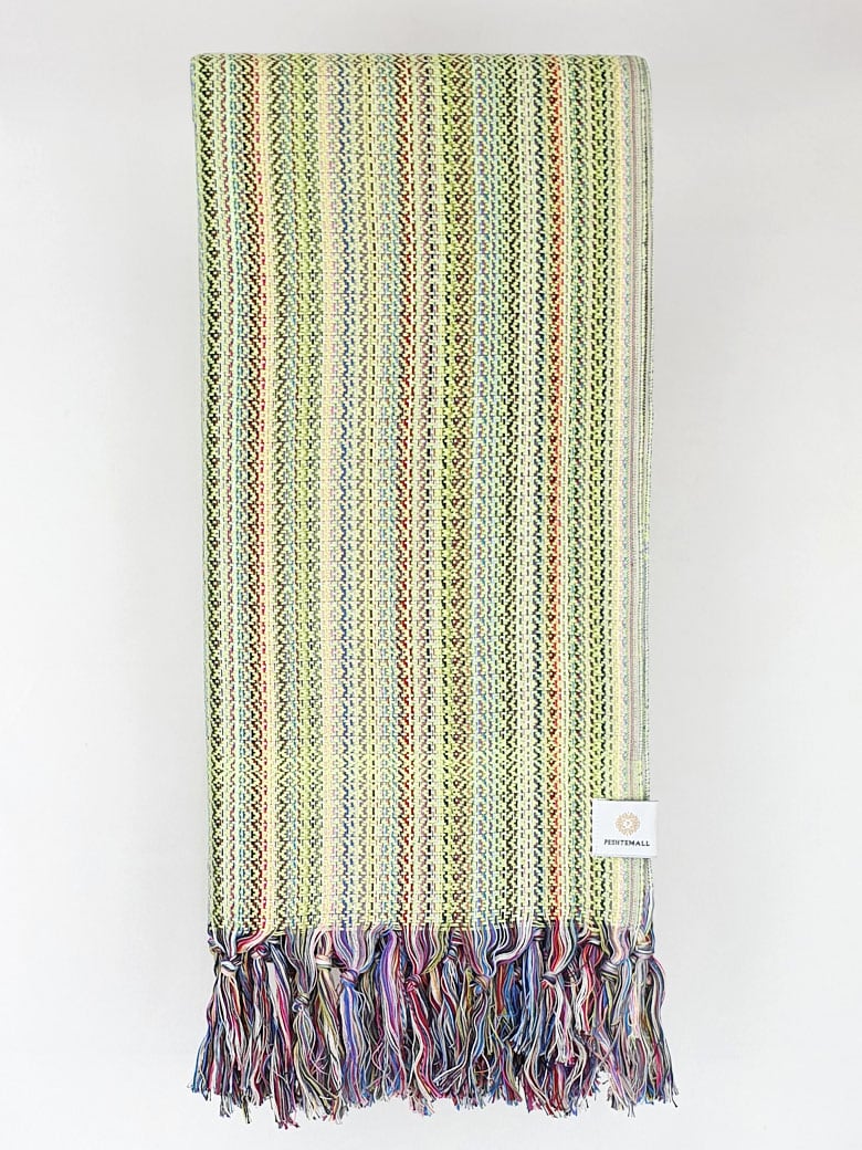 Folded multi-colour scarf cotton in the yellow base colour.