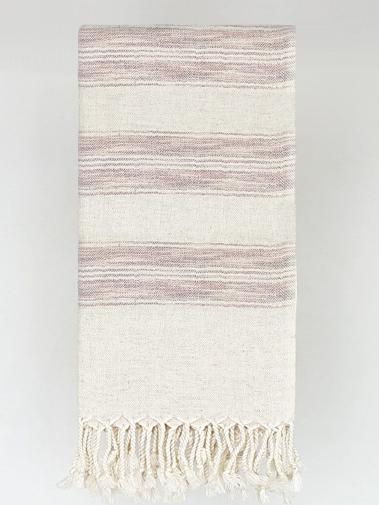 Folded scarf with linen & cotton blend in brown colour.