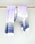 Beach towel with stripe navy tonal colours and knotted fringe with hand-twisted style on the stick.